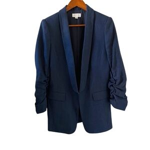 Tahari Blue Blazer with Ruched Sleeves